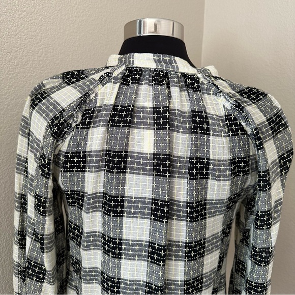 NWT Anthropologie Pilcro Wool Blend Breezy Plaid Button Up Shirt Yellow Black - Picture 12 of 16